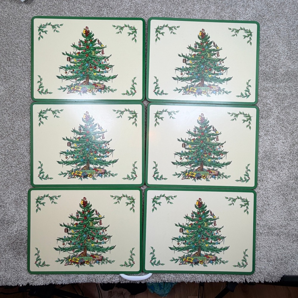 Pimpernel Spode Christmas Tree Placemats Set of 6 Cork Backed - Picture 2 of 10